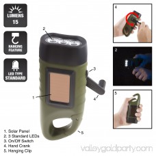 Solar Powered Hand Crank Flashlight- Rechargeable LED Cranking Light With Clip By Stalwart (For Emergency Hiking Camping and Survival Gear) 565365088